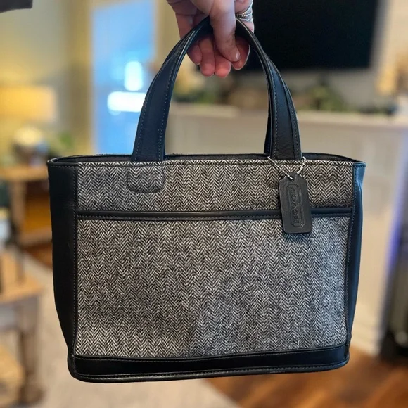 1999 COACH Bleecker Tweed Satchel Bag in Gray and Black made in USA - Picture 2 of 14